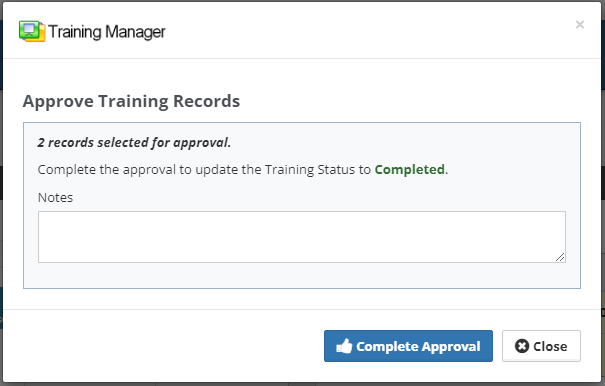 Company Dashboard Approve Training Records