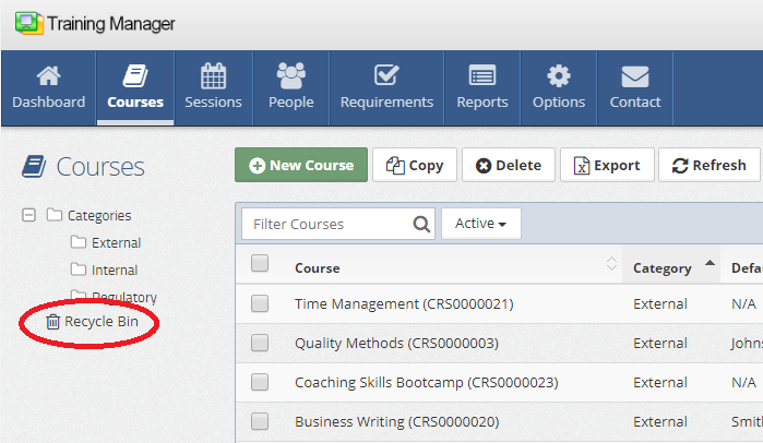 Course Recycle Bin