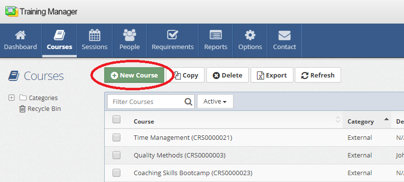 New Course From List