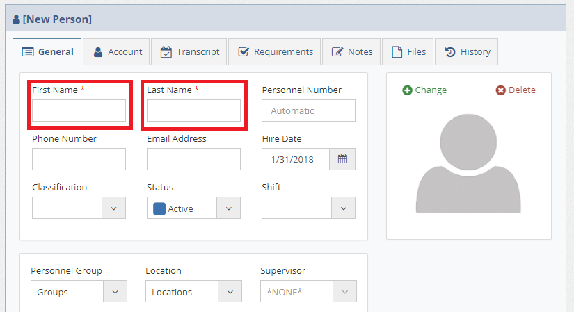 New Person Entry Detail