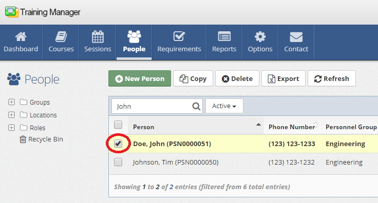 Select Person To Delete